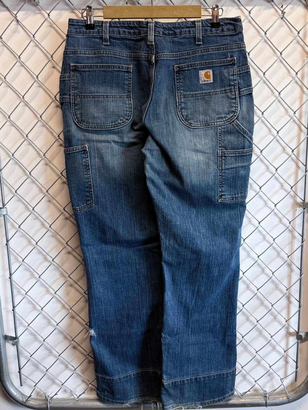 Carhartt Women's Faded Denim Double Knee Carpenter Jeans Size 34x29
