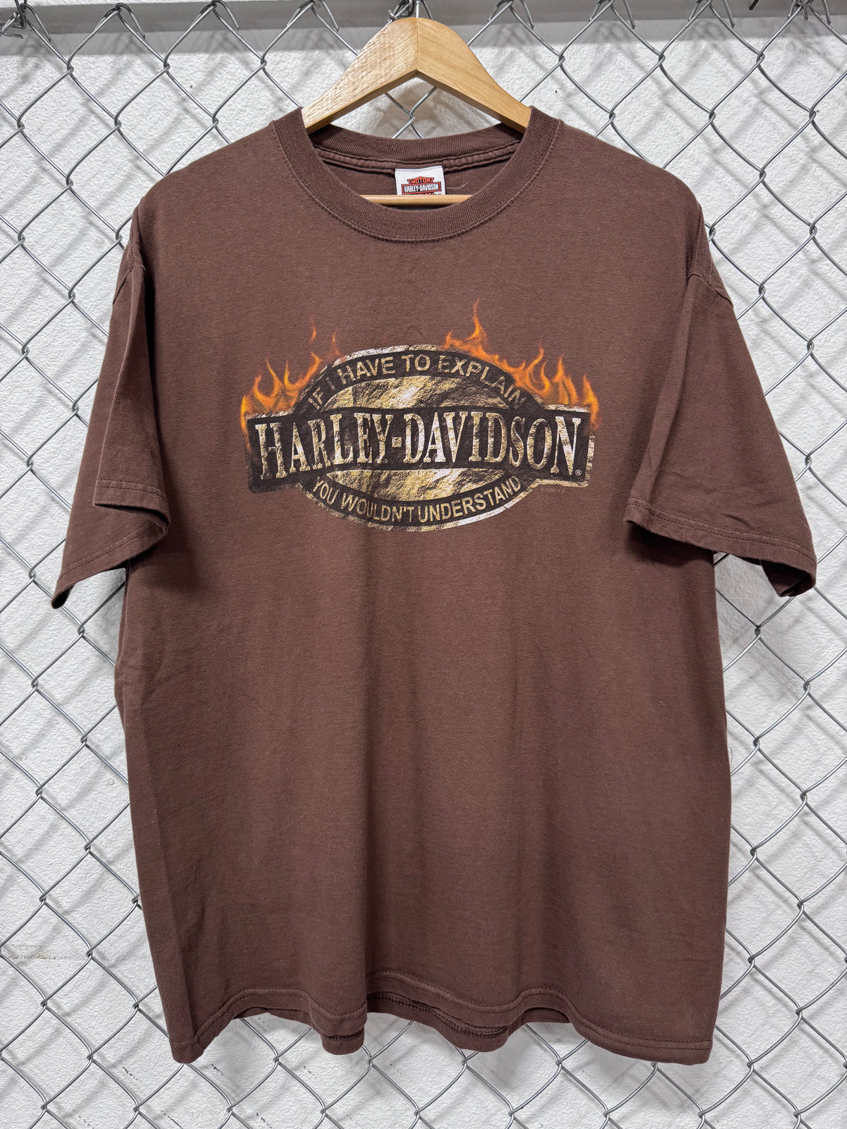 Harley Davidson Wasilla Alaska Brown Biker Graphic Tee Size XL