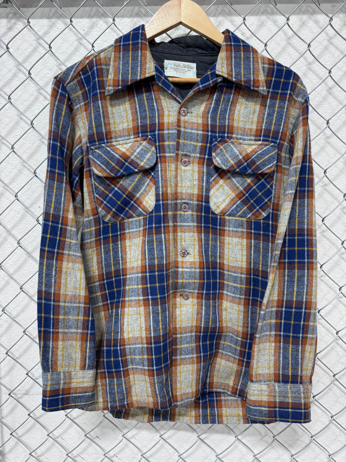Vintage 70's Montgomery Ward JC Penney Plaid Western Shirt Size Large