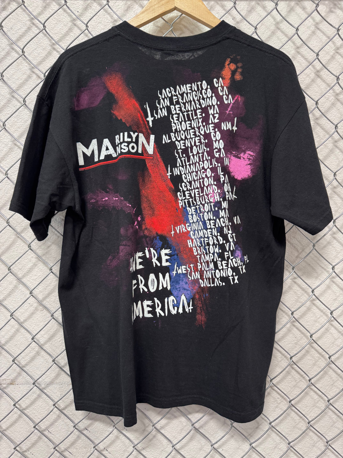 Y2K Marilyn Manson We're From America Band Tour AOP Tee Size XL