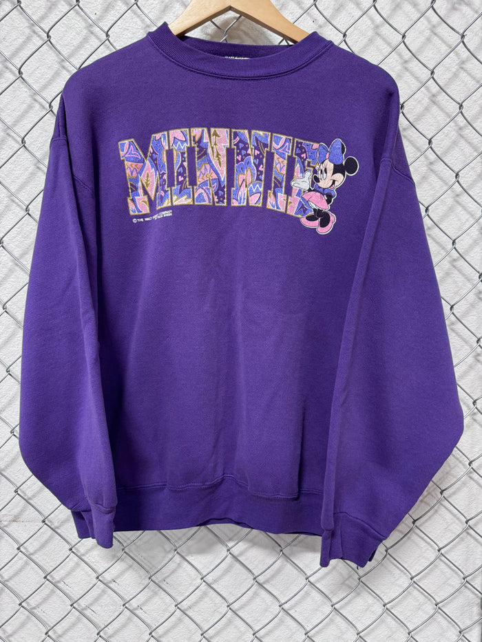 Vintage 90's Velva Sheen Minnie Mouse Disney Purple Sweater Size XL