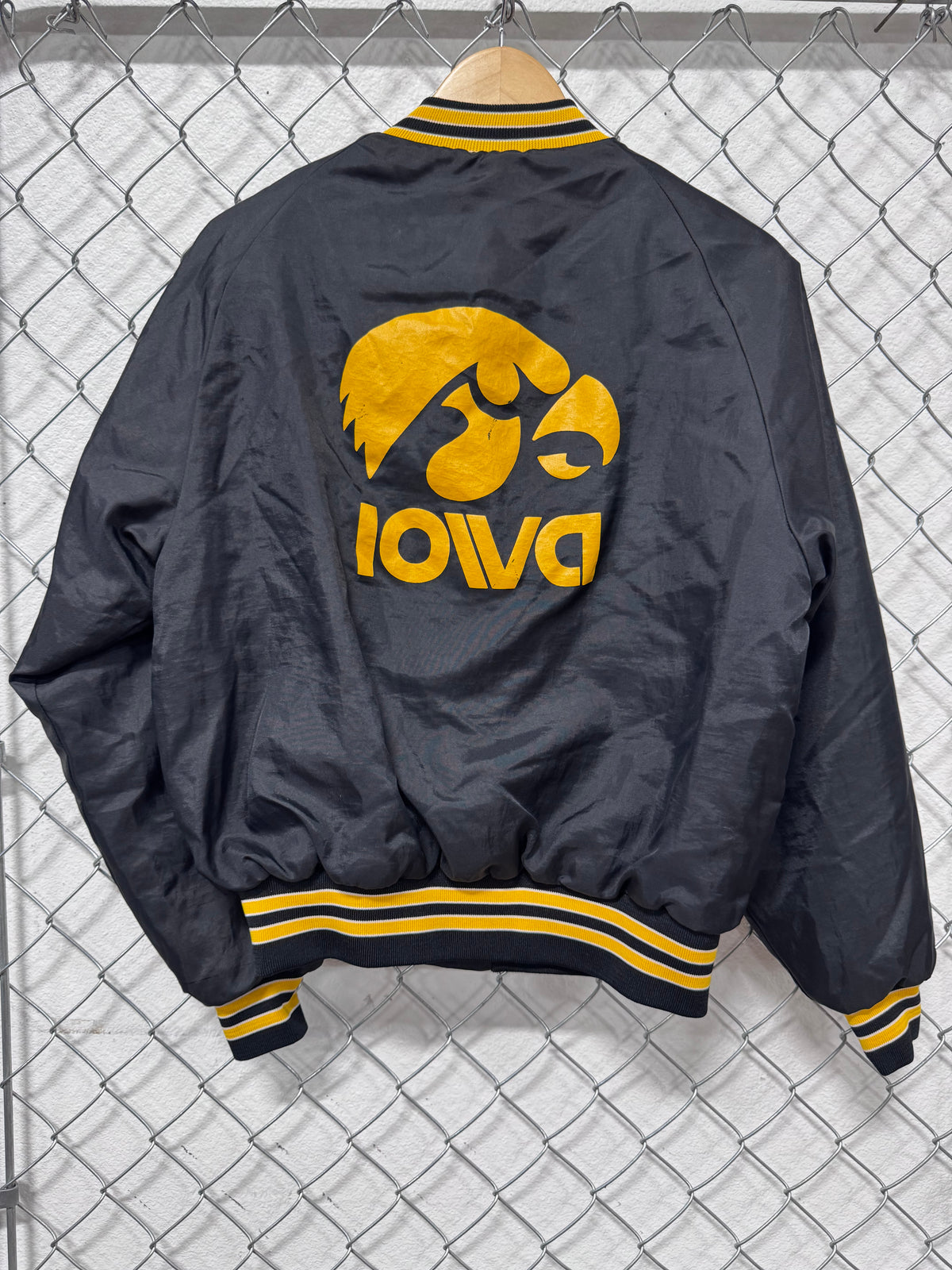 Vintage 80's King Louie Iowa Hawkeyes Collegiate Bomber Jacket Size Small