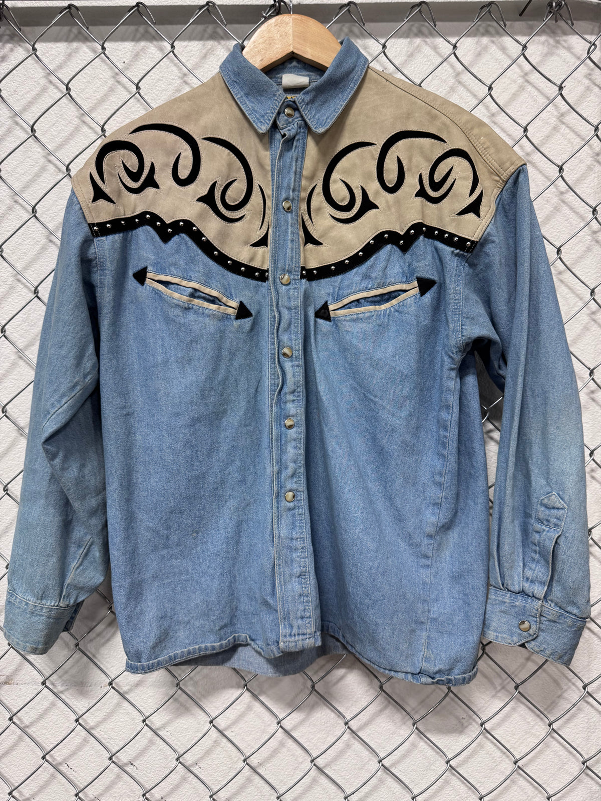 Vintage Rivergold Western Style Denim Button Up Shirt Size Small
