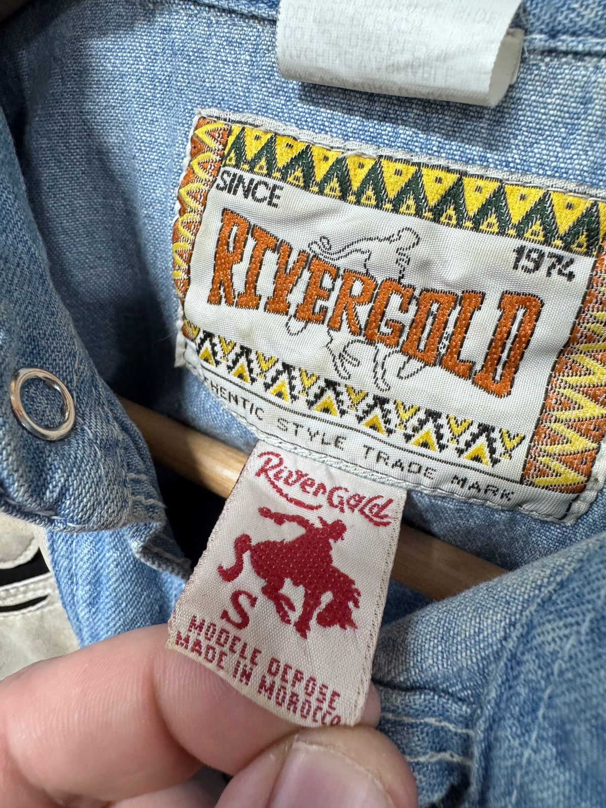 Vintage Rivergold Western Style Denim Button Up Shirt Size Small