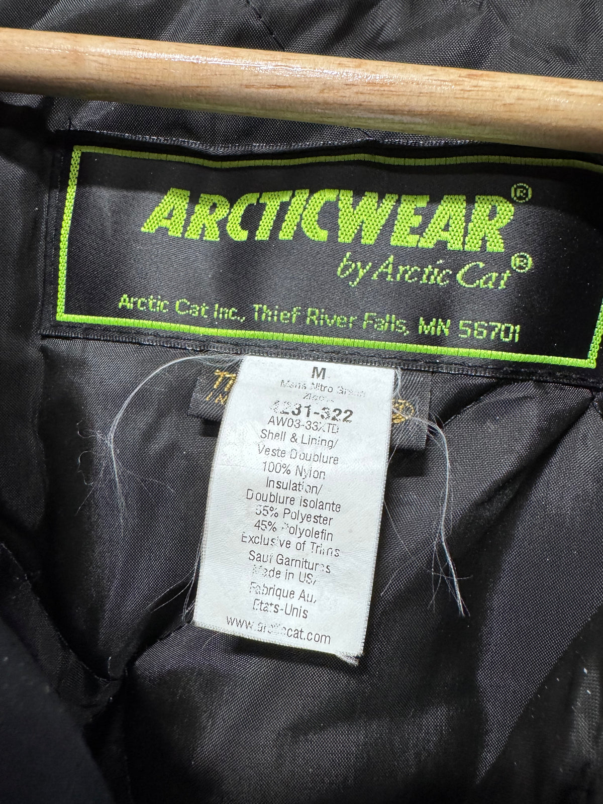 Vintage Arctic Cat Snowmobile Racing Black Green Jacket Size Medium