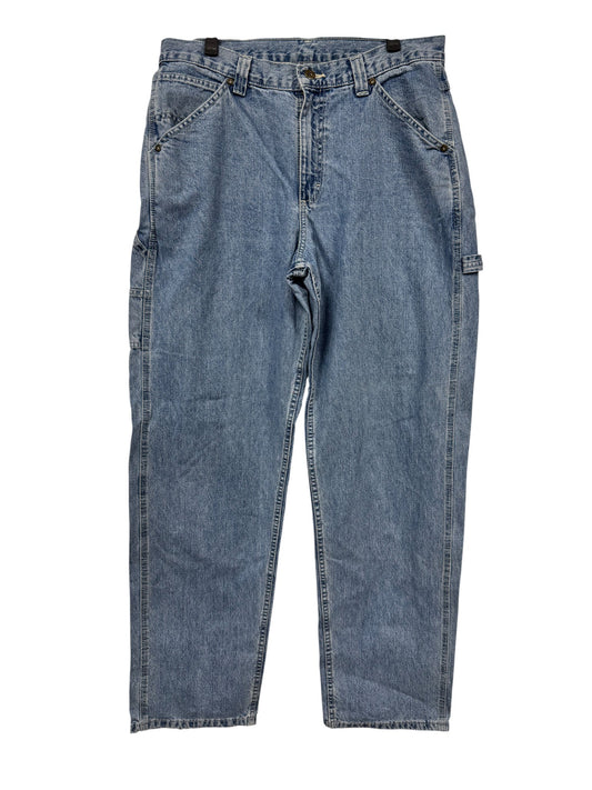 Vintage 90's Lee Denim Cargo Pocket Carpenter Jeans Size 33x33