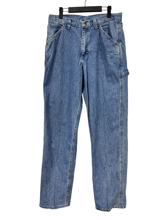 Vintage 90's Lee Denim Cargo Pocket Carpenter Jeans Size 32x34