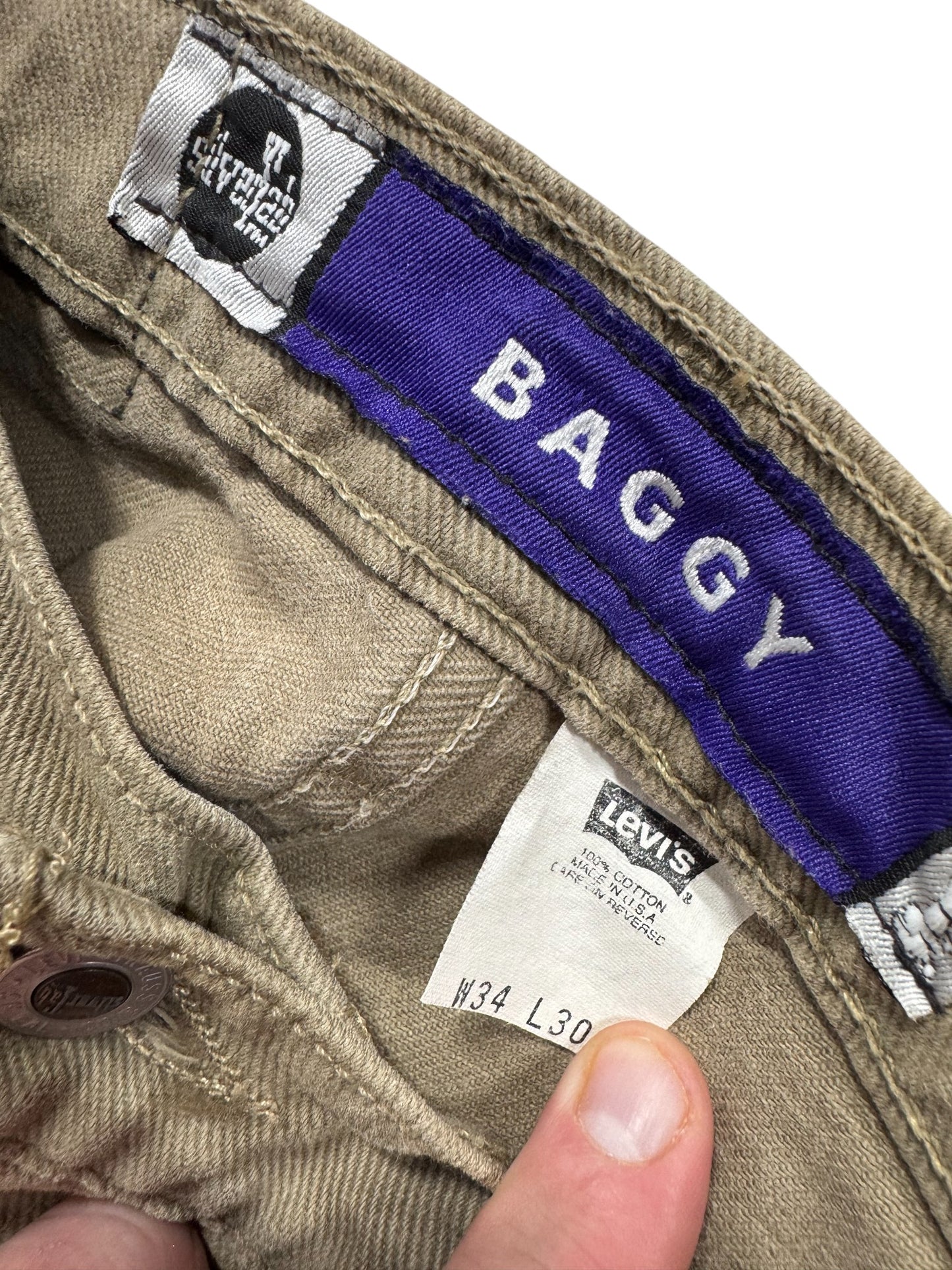 Vintage 90's Levi's Silvertab Brown Baggy Fit Skate Jeans Size 34x30