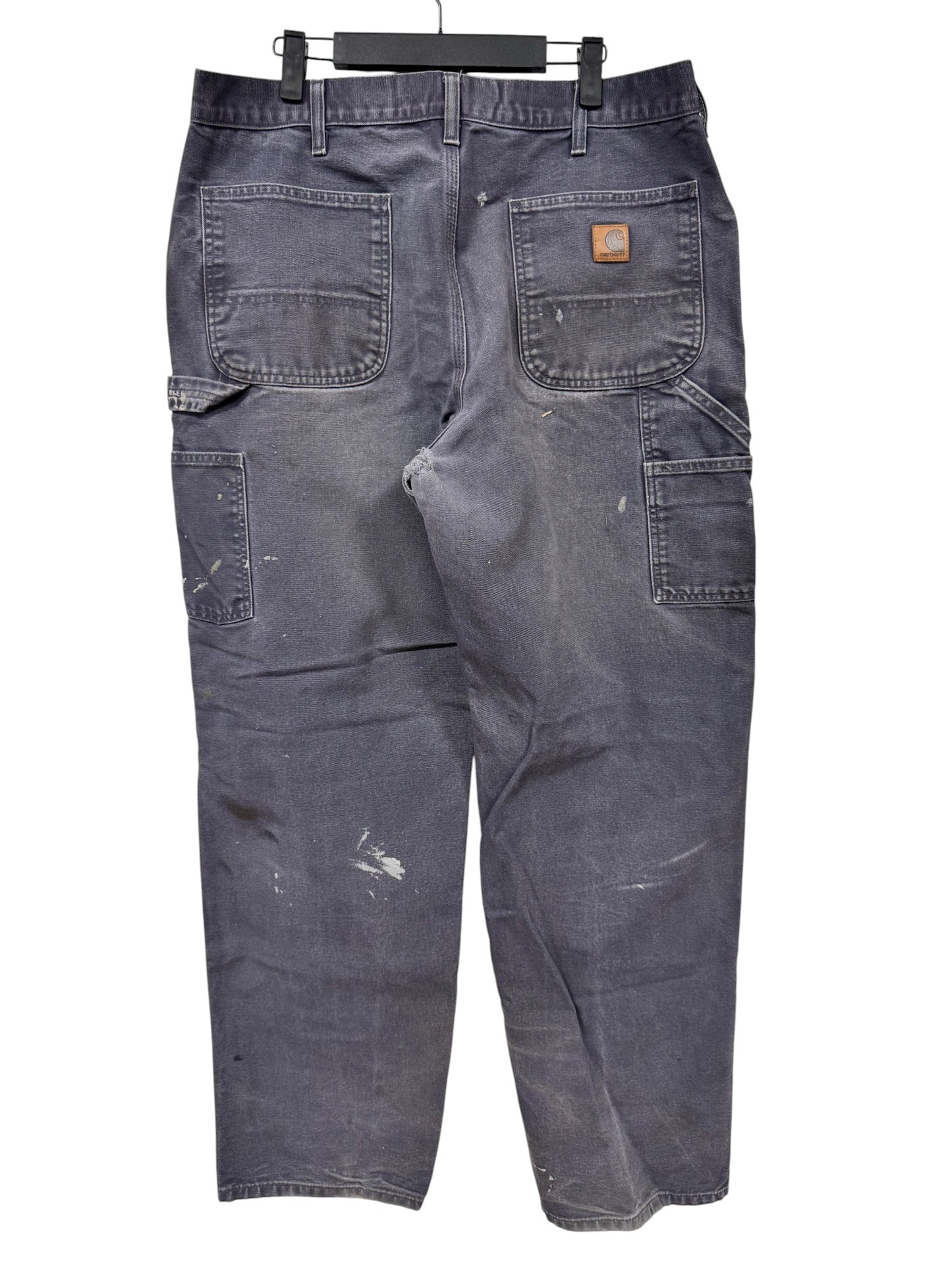 Carhartt Distressed Faded Blue Dungaree Fit Carpenter Pants Size 35x32