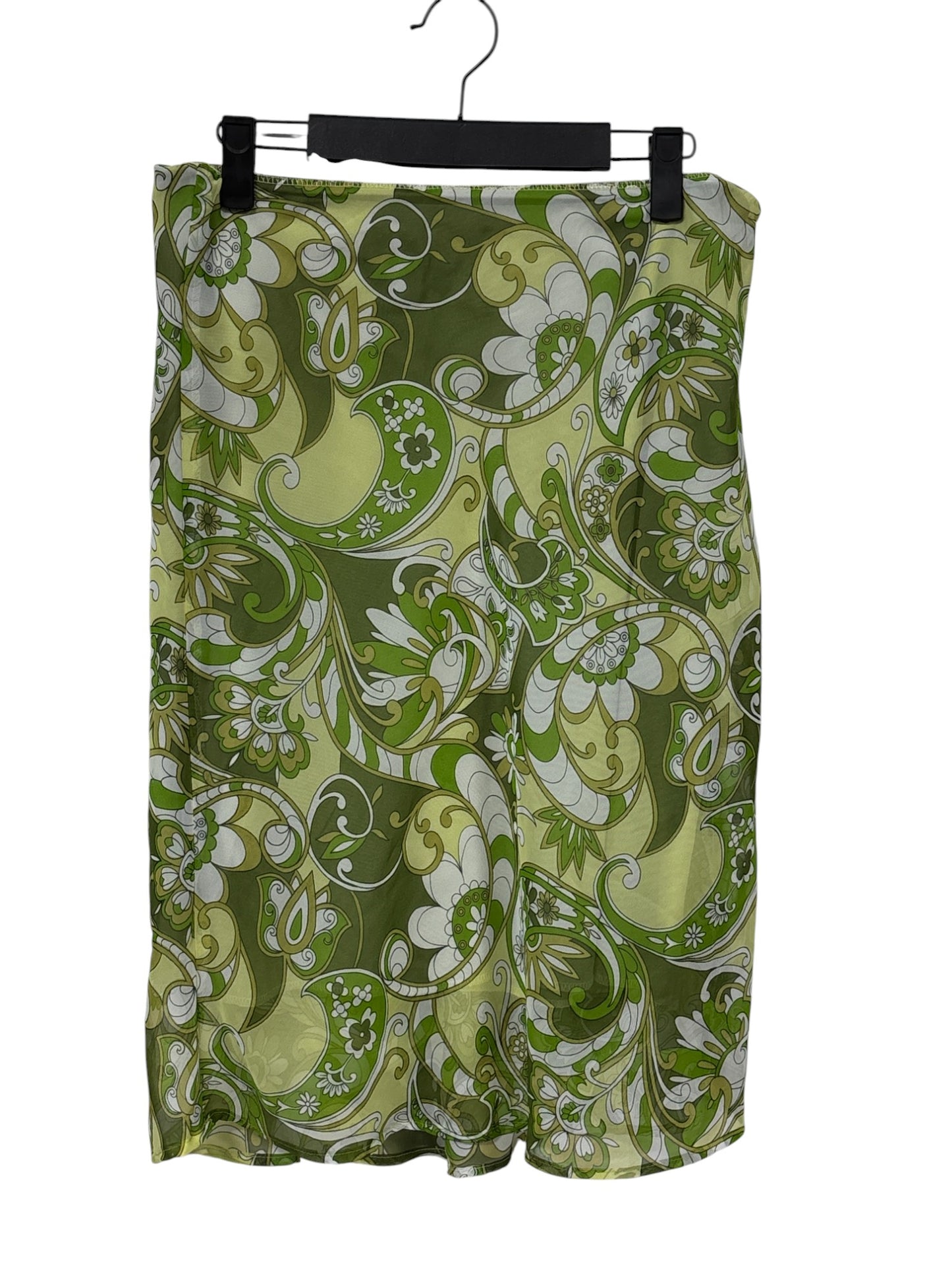 Vintage 90's Women's Green Paisley Print Skirt Size Medium