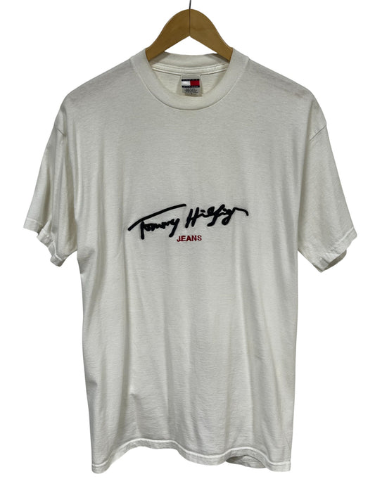 Vintage 90's Tommy Hilfiger Jeans Script Logo Graphic Tee Size Medium