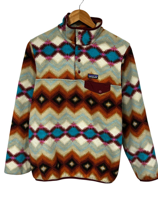 Vintage Patagonia Synchilla Snap T Aztec Print Fleece Sweater Size Medium