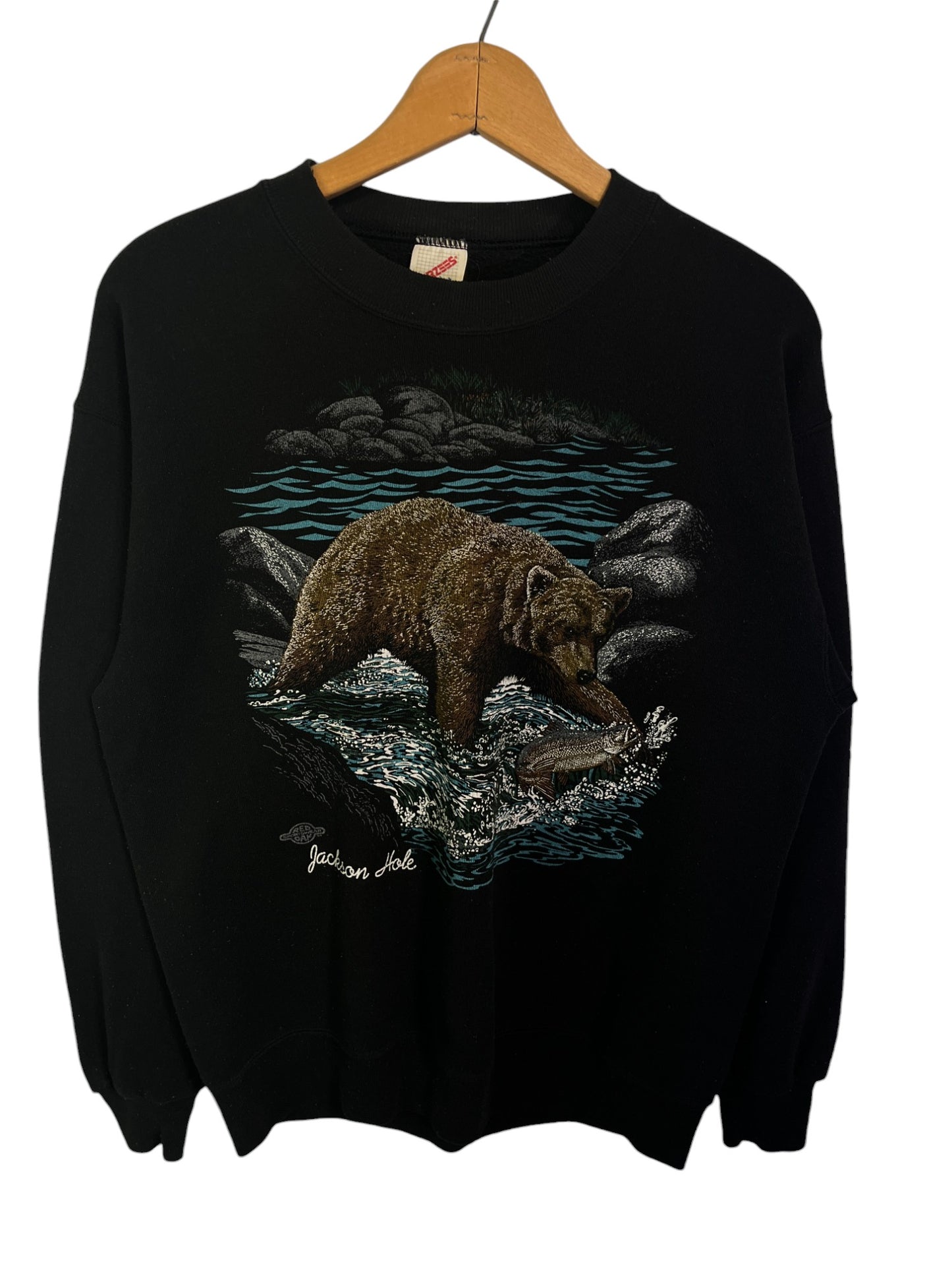 Vintage 90's Jackson Hole Grizzly Bear Nature Graphic Crewneck Size Large