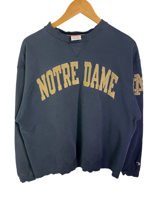 Vintage 00's Champion Notre Dame Arc Spellout Crewneck Size L/XL