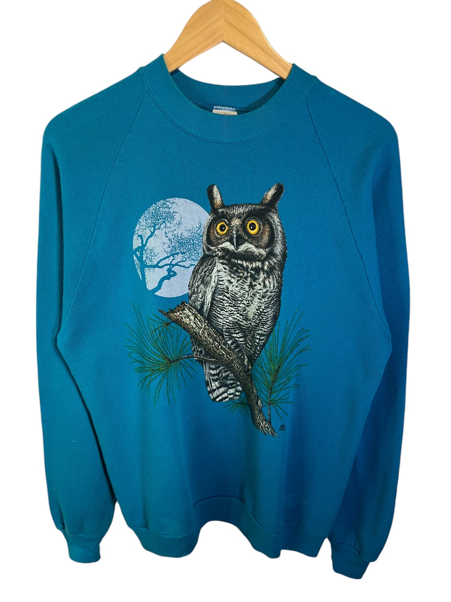 Vintage 90's Owl Moonlight Nature Graphic Crewneck Size XL