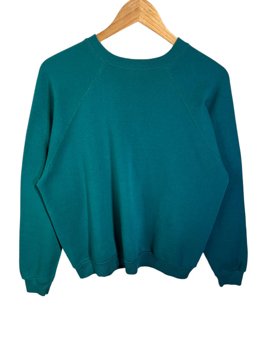 Vintage 90's Tultex Blank Teal Crewneck Sweater Size Large