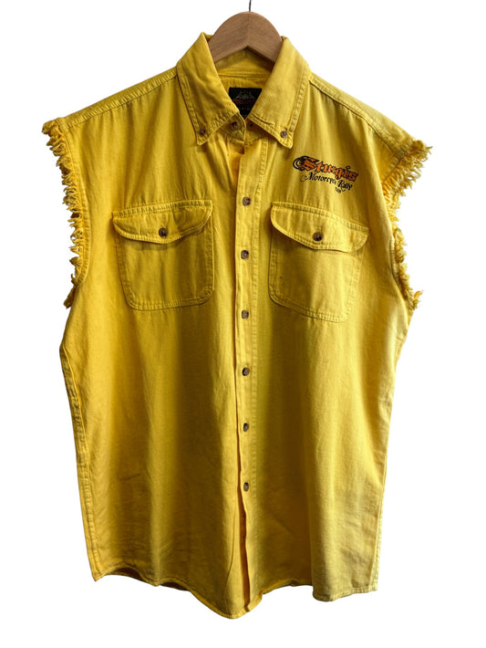 Vintage Harley Davidson Sturgis Cutoff Button Up Biker Shirt Size Large