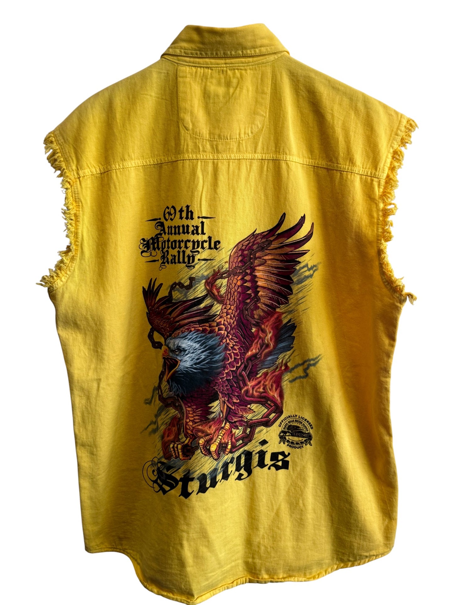 Vintage Harley Davidson Sturgis Cutoff Button Up Biker Shirt Size Large
