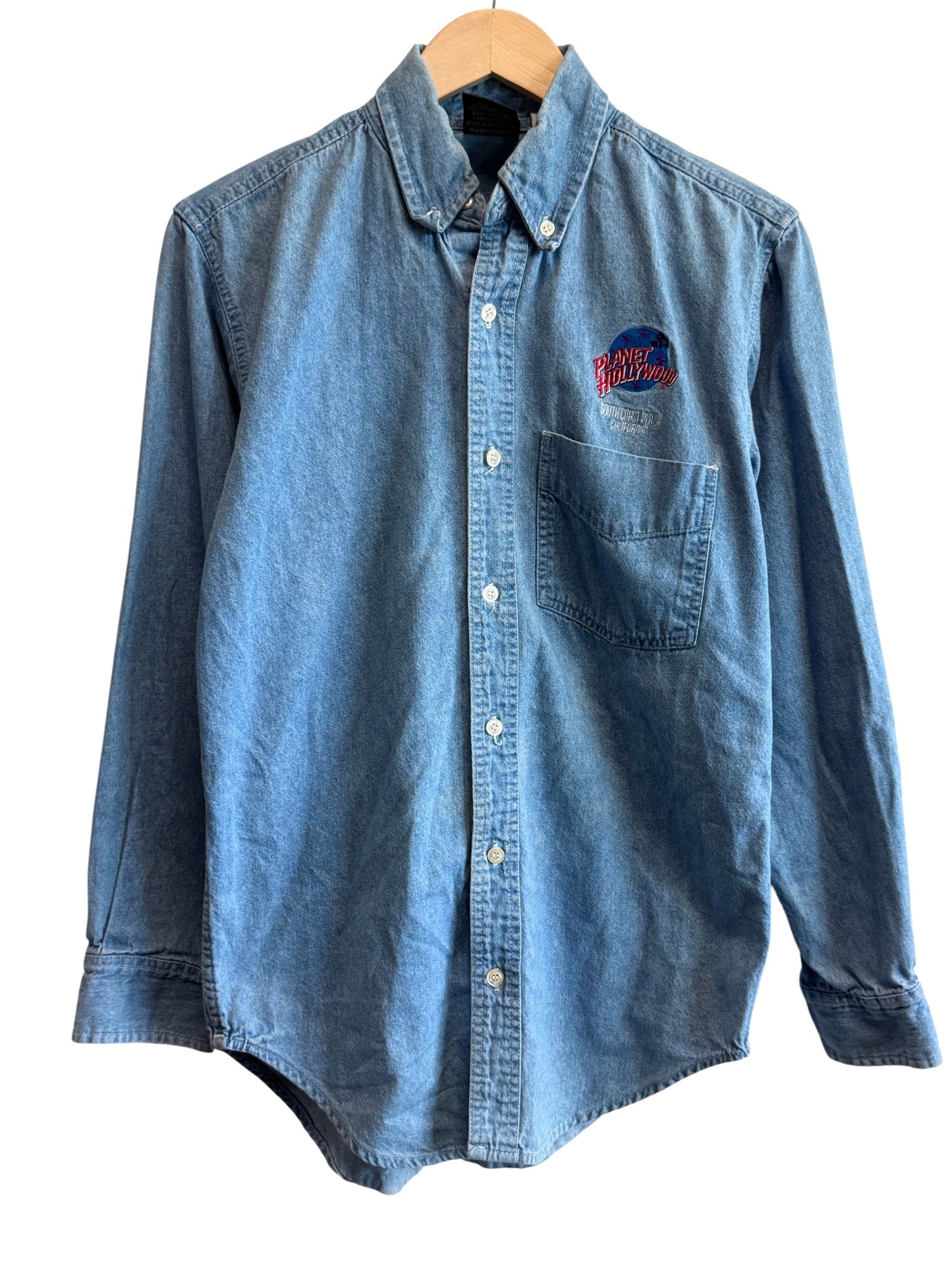 Vintage 90's Planet Hollywood Denim Button Up Shirt Size Small