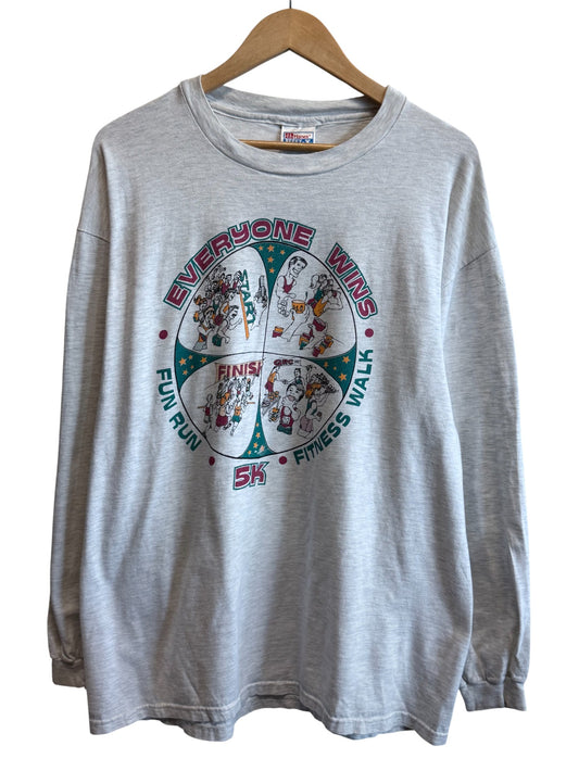 Vintage 90's Everyone Wins 5K Marathon Walk Long Sleeve Shirt Size XL