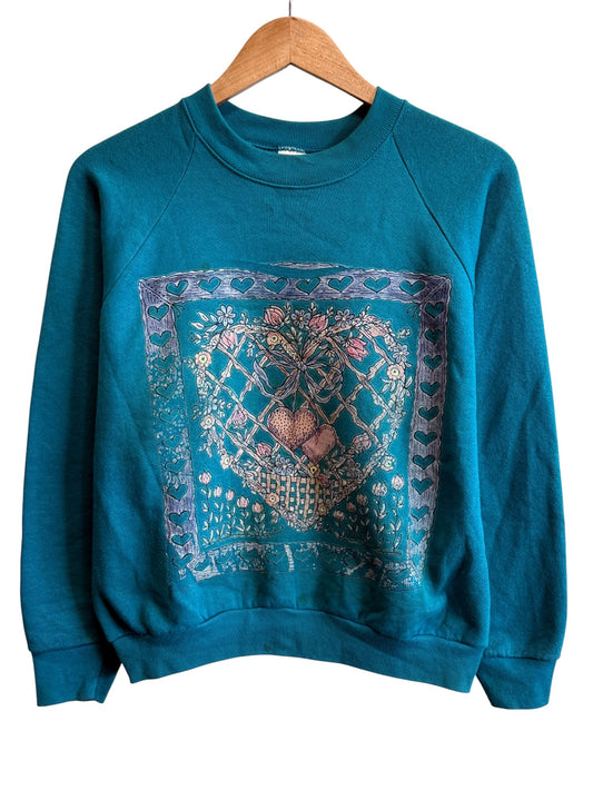 Vintage 90's Women's Fall Collage Graphic Sweater Size Medium