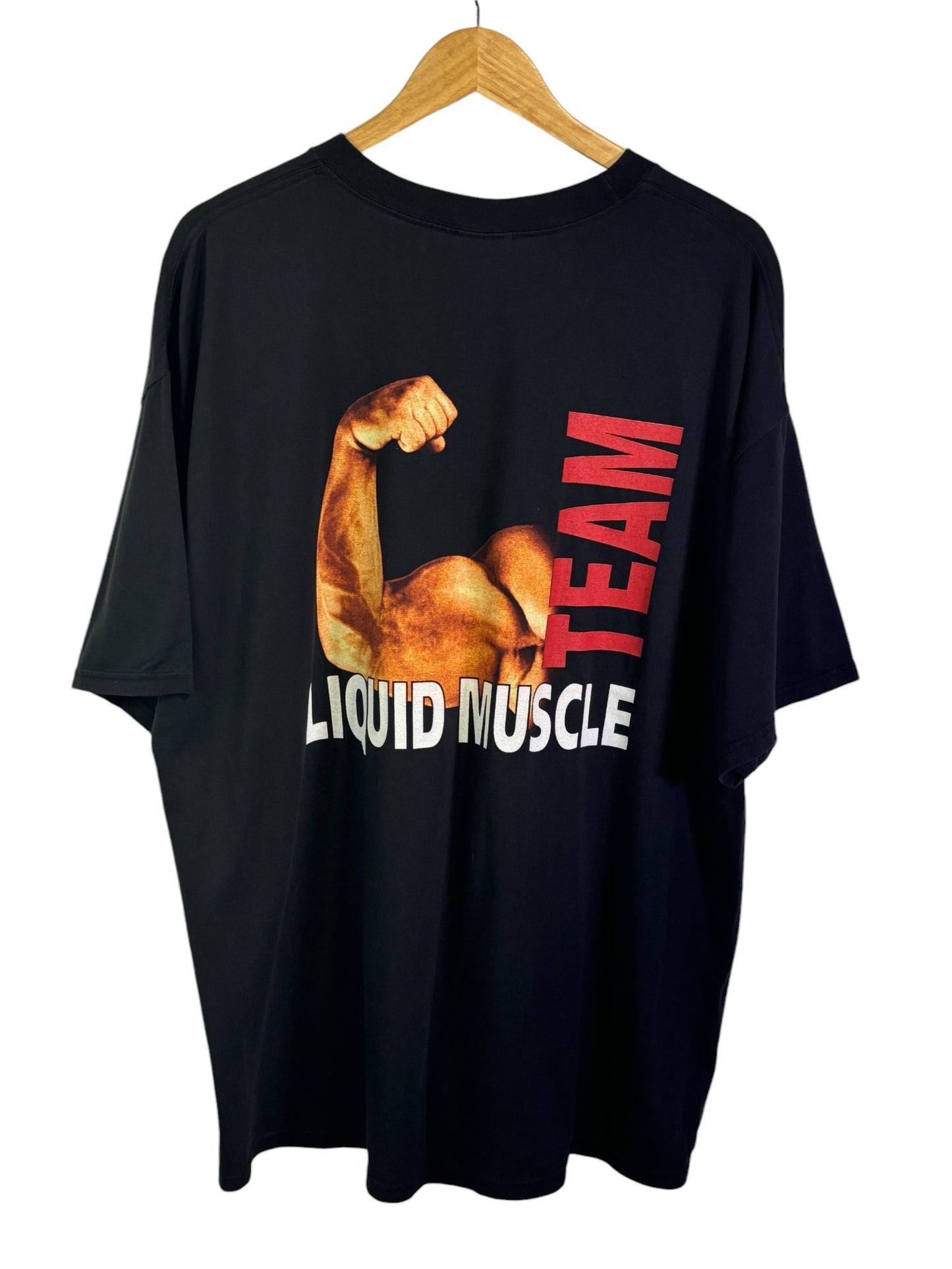 Vintage 90's Team Liquid Muscle Gym Flexing Graphic Tee Size XXL