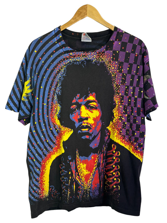 Vintage 1992 Jimi Hendrix Winterland All Over Print Portrait Tee Size Large