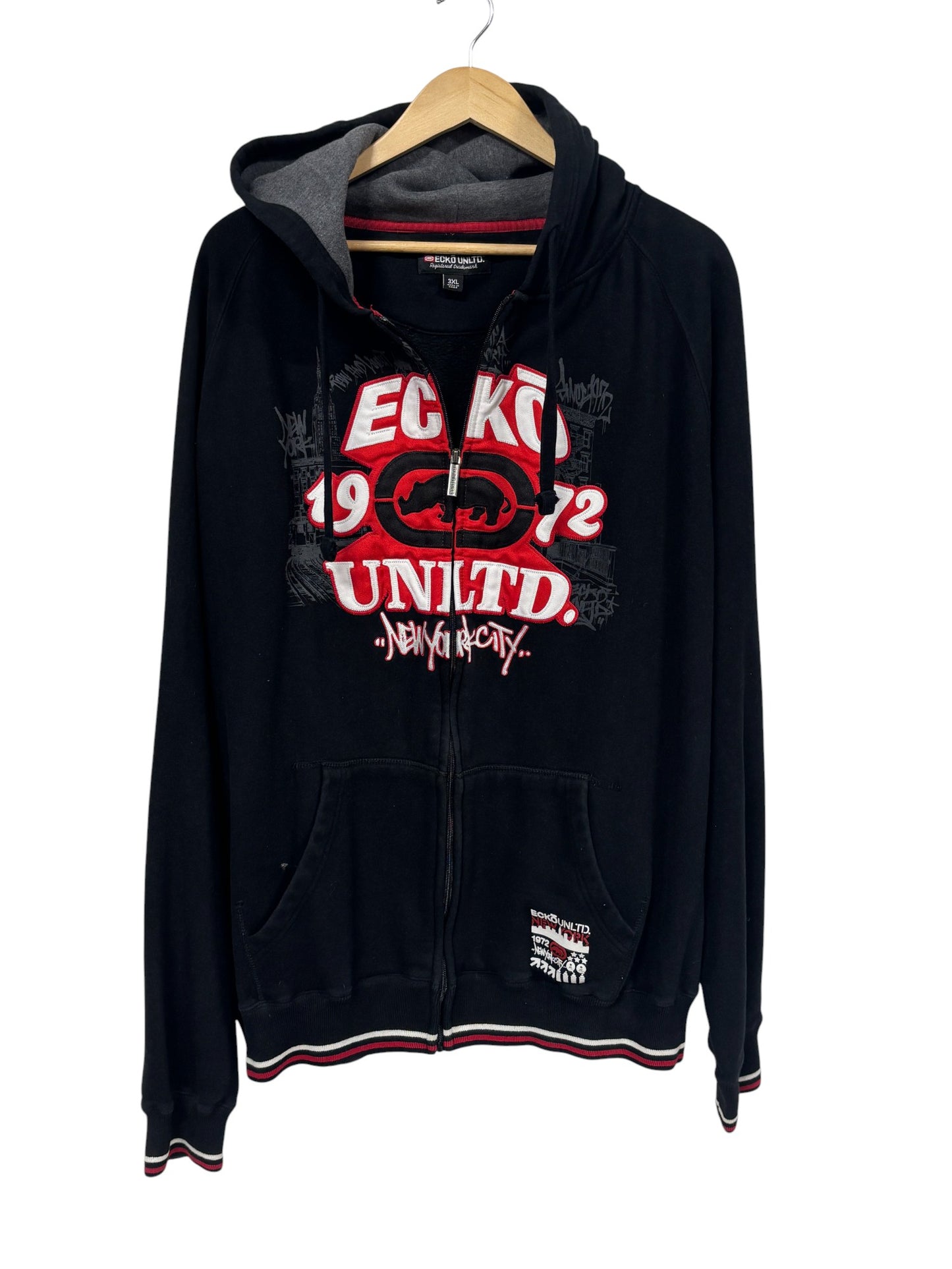 Vintage Y2K Ecko Unlimited Classic Logo Zip Up Hoodie Size 3XL