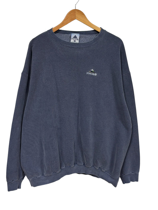 Vintage 90's Rocke Gear Overdyed Blue Classic Logo Sweater Size XXL