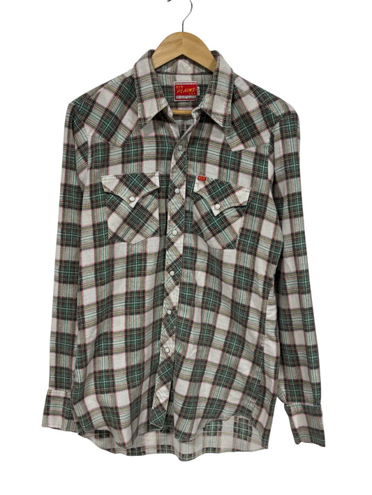 Vintage Ely Plains Flannel Pearl Snap Western Button Up Shirt Size XL