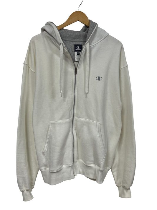 Champion White Zip Up Hoodie Size Medium