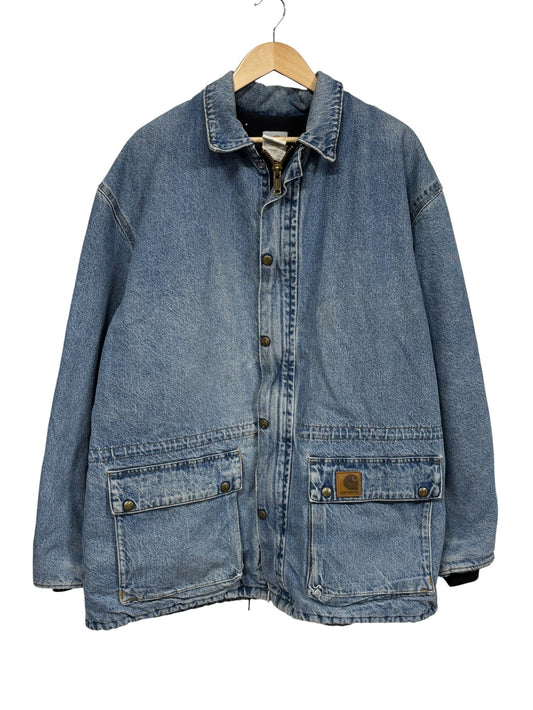 Vintage Carhartt Made in USA C45 Denim Work Barn Jacket Size XL