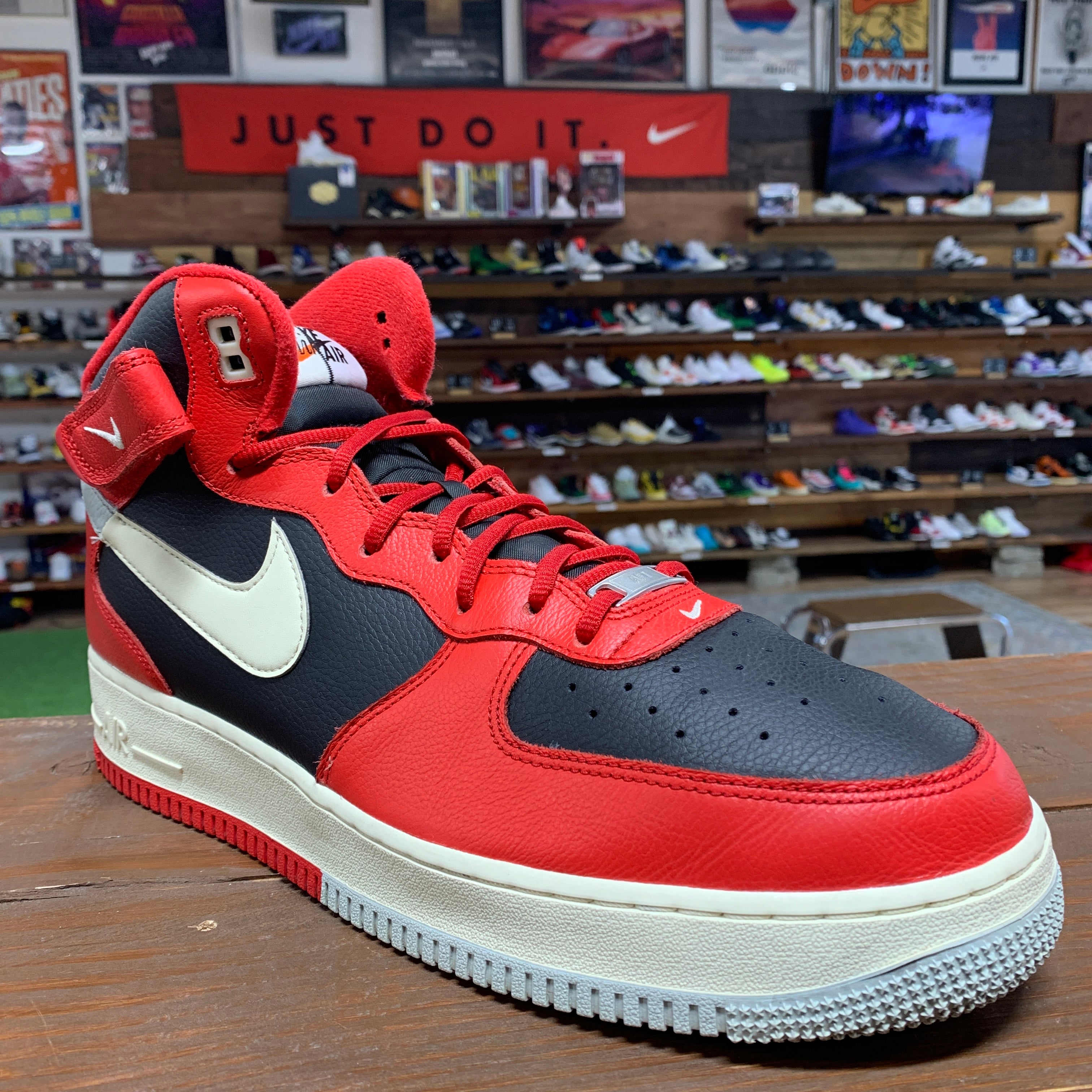 Nike af1 black and red best sale