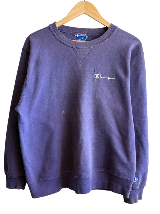 Vintage 90's Champion Made in USA Navy Blue Faded Sweater Size Large