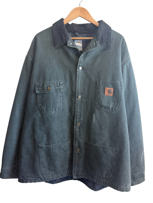 Vintage 90's Carhartt Moss Green Chore Jacket Size XXL Tall