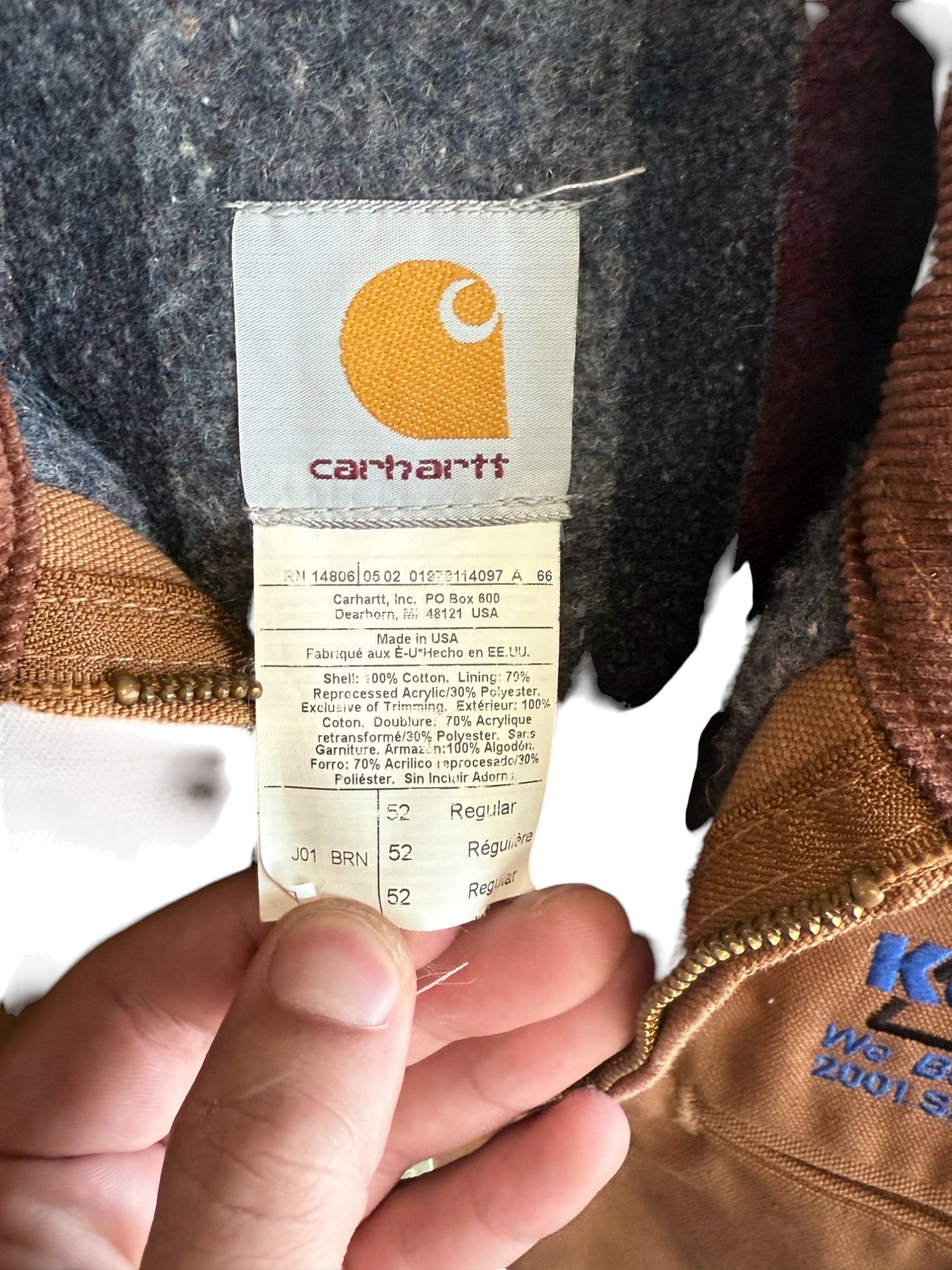 Vintage Carhartt Brown Detroit J01 BRN Jacket Size XL