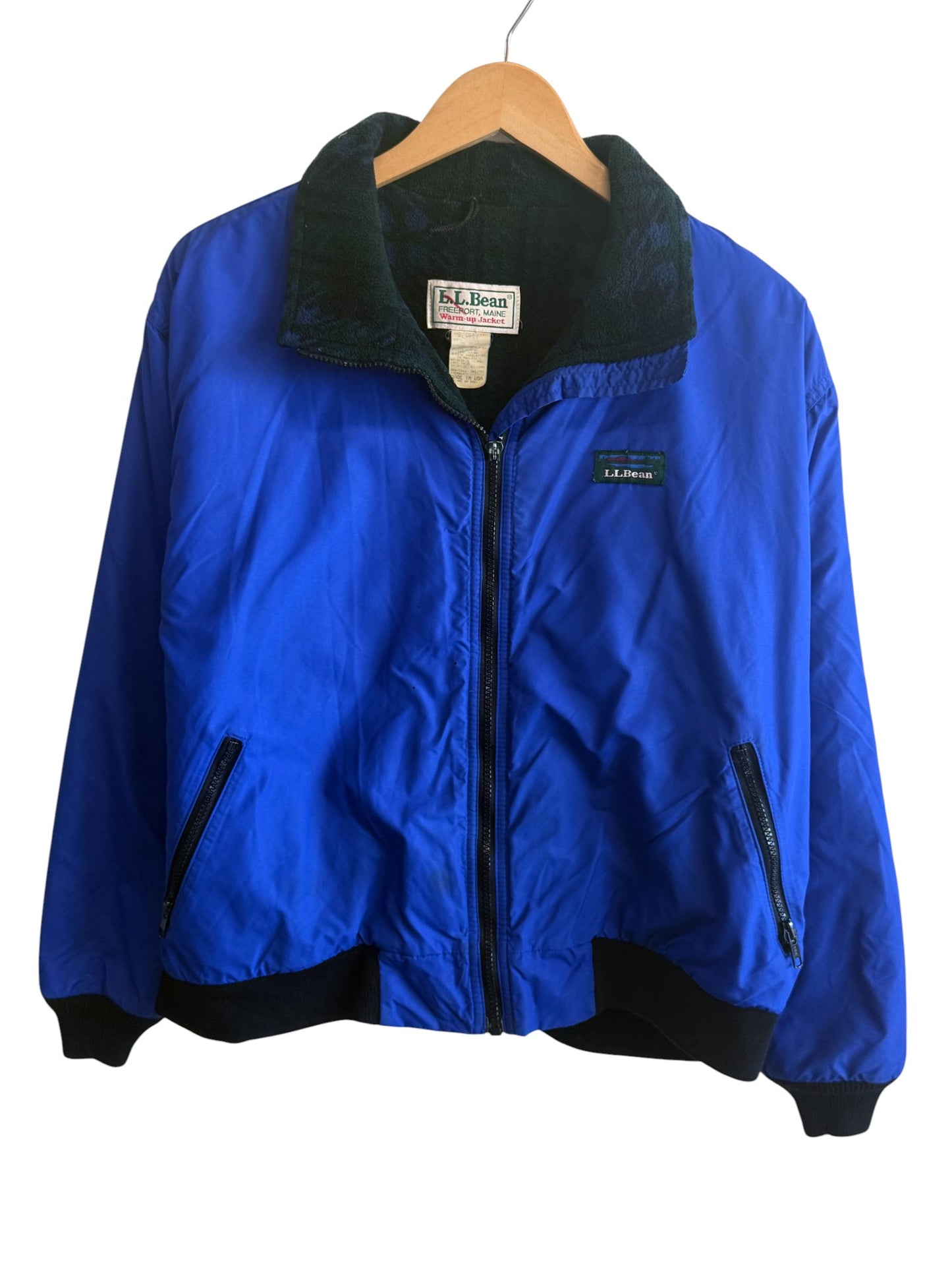 Vintage 90's Women's LL Bean Warm Up Blue Shell Jacket Size XL