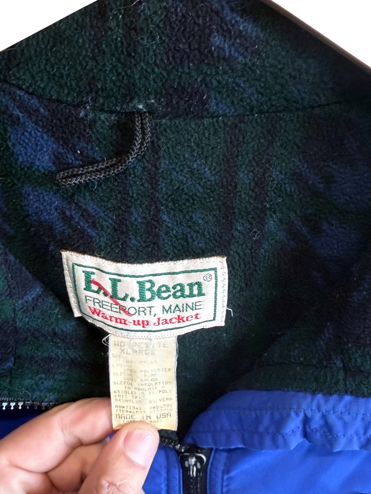 Vintage 90's Women's LL Bean Warm Up Blue Shell Jacket Size XL