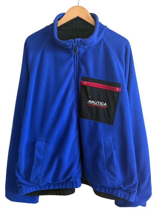 Vintage 90's Nautica Competition Blue Reversible Fleece Jacket Size XL