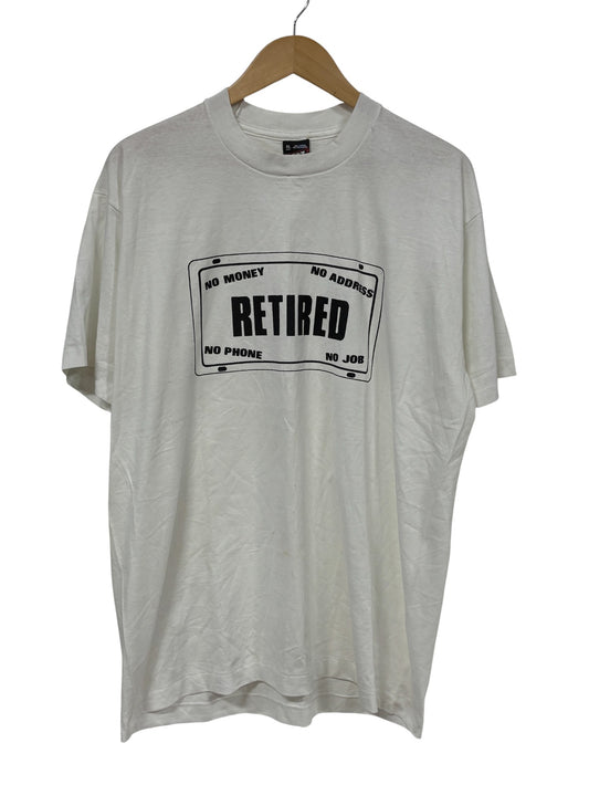 Vintage 90's Retired License Plate Graphic Tee Size XL