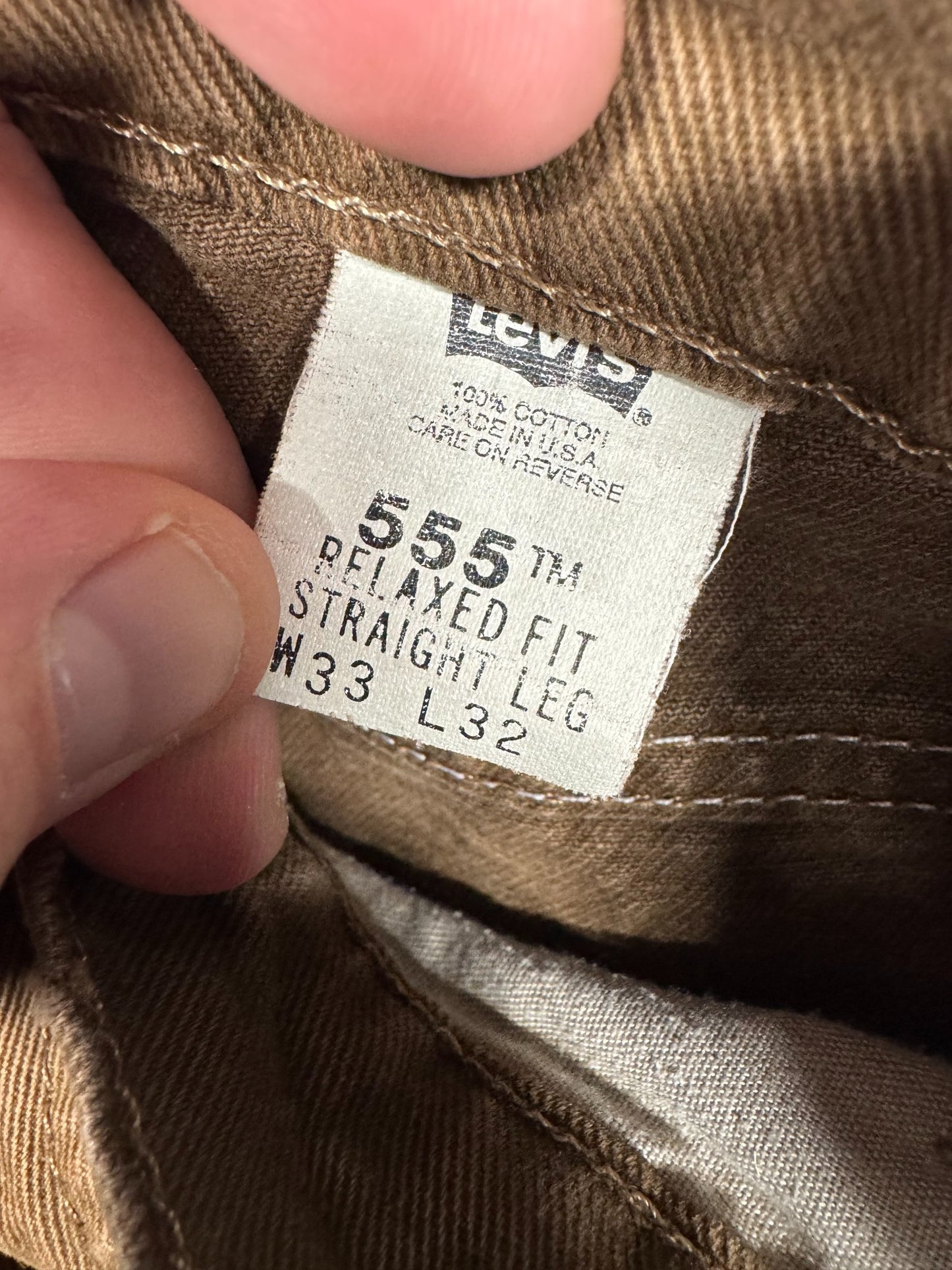 Vintage 90's Levi's Made in USA 555 Relaxed Fit Brown Jeans Size 32x30