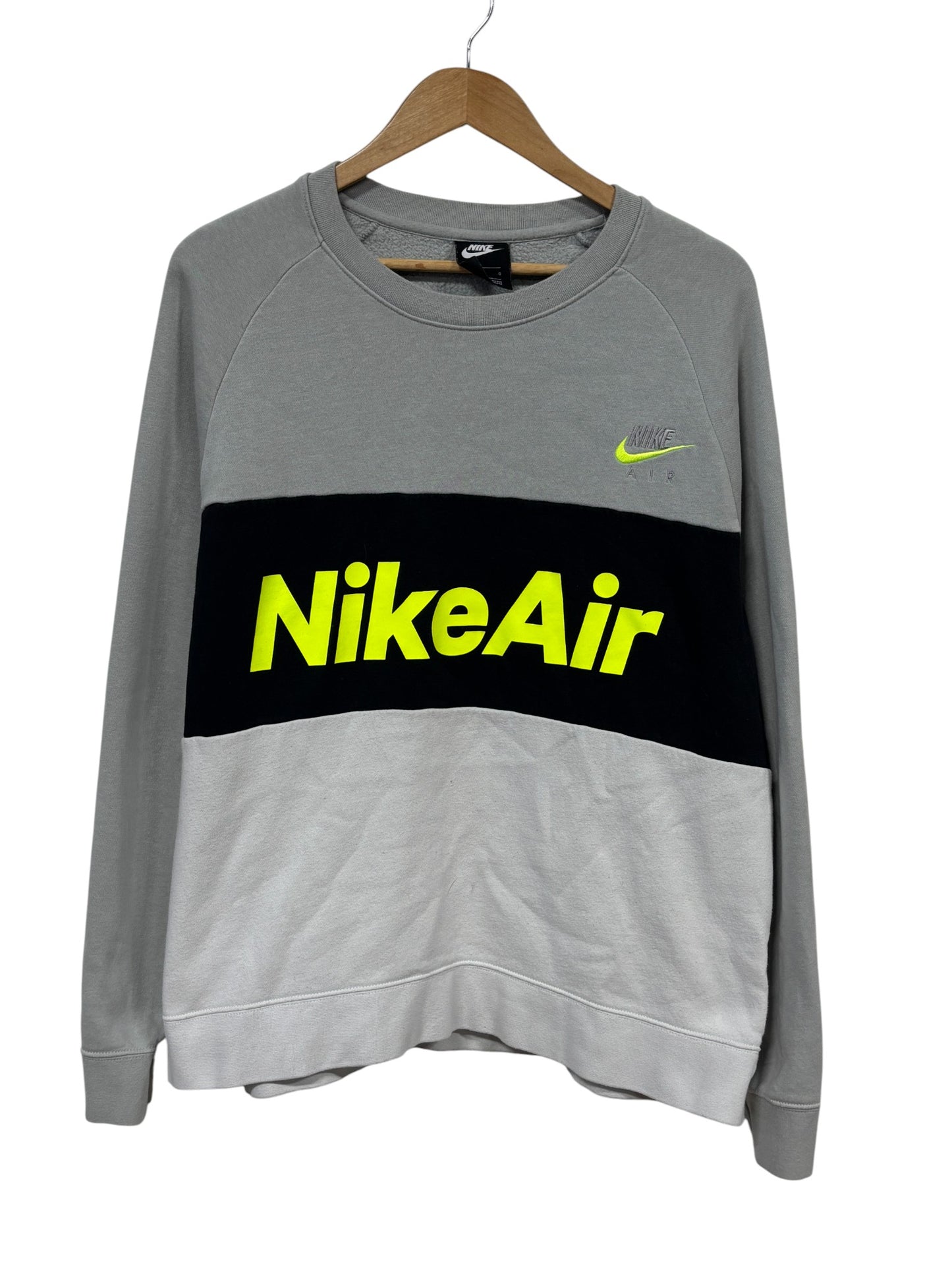Nike Air Grey Two Tone Swoosh Crewneck Sweater Size Large