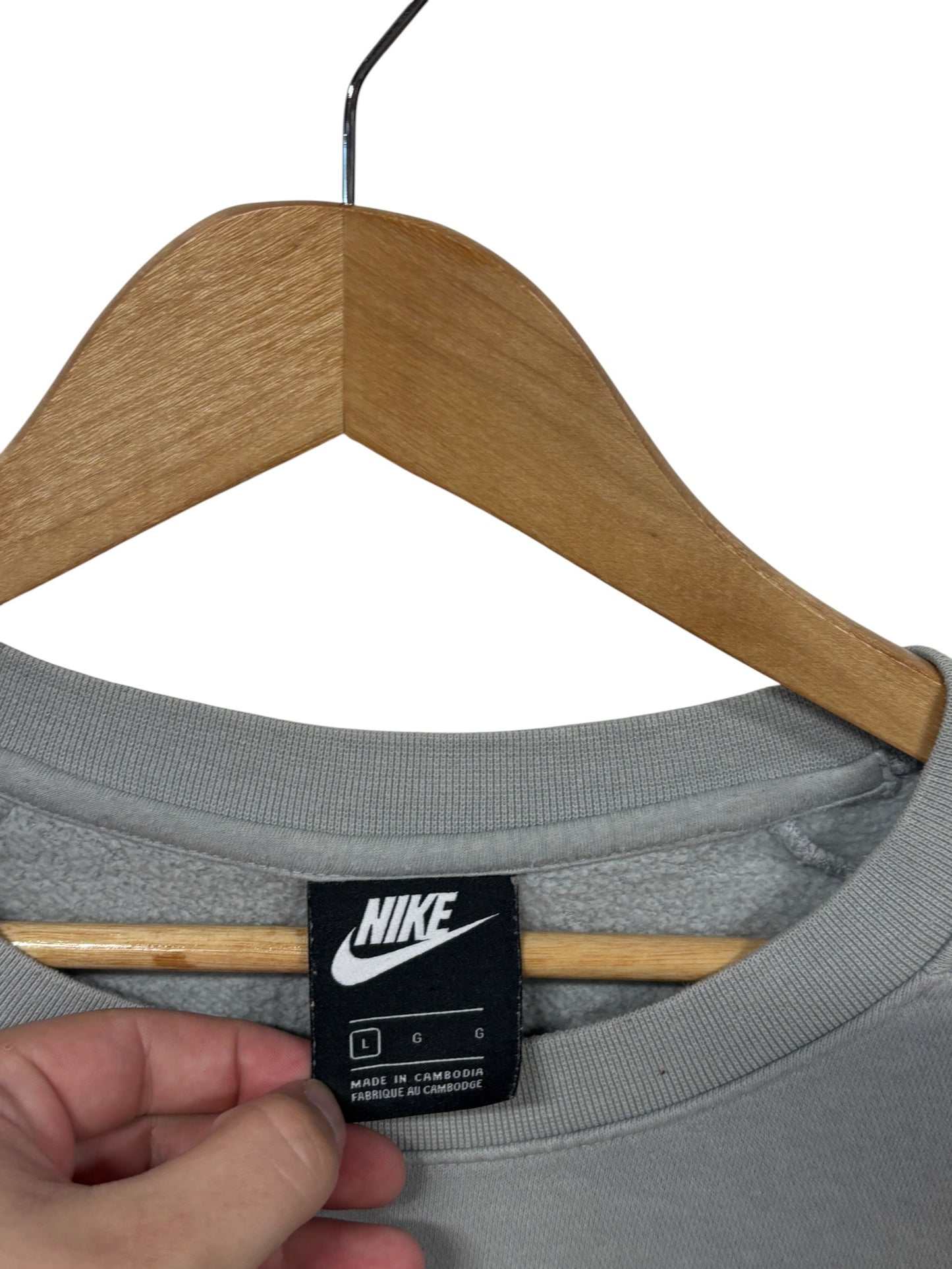 Nike Air Grey Two Tone Swoosh Crewneck Sweater Size Large