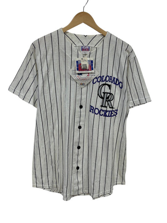 Vintage 90's Colorado Rockies Baseball Pinstripe Jersey Size Large