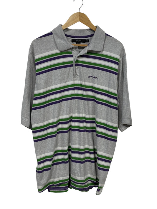 Vintage Y2K Sean John Striped Grey Polo Size XXL