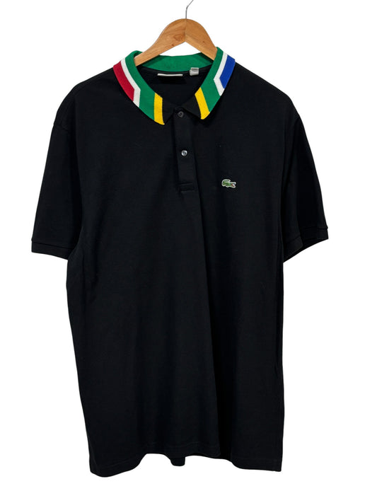 Vintage Lacoste Black Striped Collar Polo Shirt Size 3XL