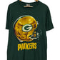 Vintage Green Bay Packers NFL Logo Helmet Graphic Tee Size Medium