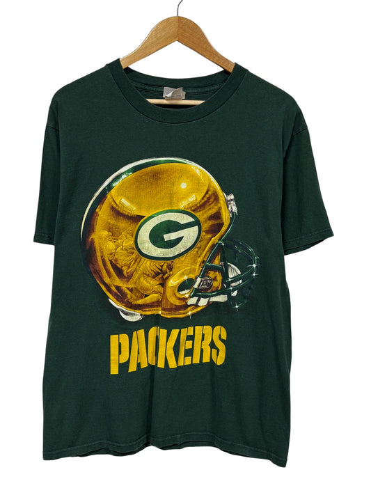 Vintage Green Bay Packers NFL Logo Helmet Graphic Tee Size Medium