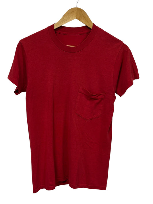 Vintage 90's Red Blank Pocket Tee Size Medium