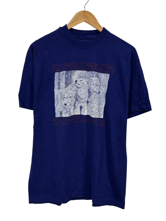 Vintage 90's Wolf Pack Nature Graphic Tee Size Large